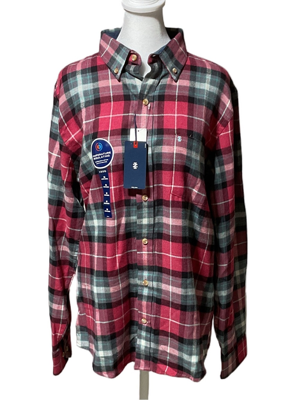 Izod Plaid Flannel Shirt NWT